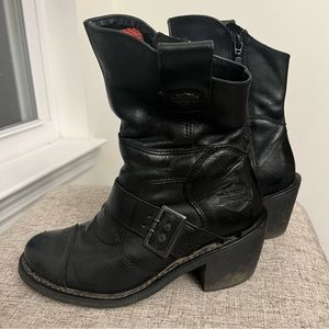 Harley Davidson Black Women’s Boots, Size 6, With Harley Davidson Emblem